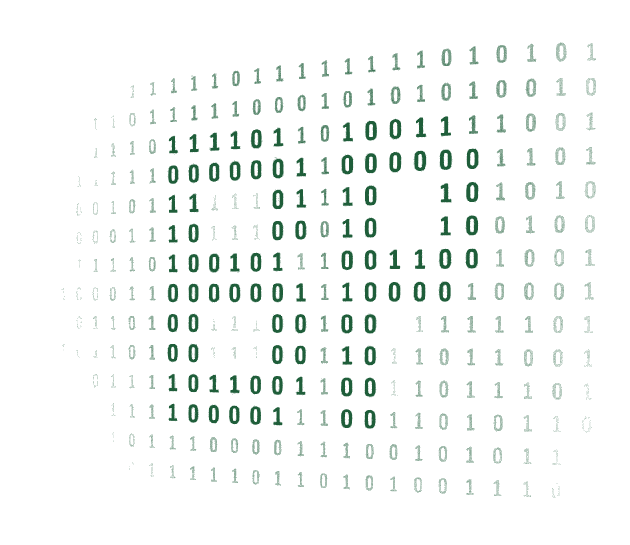 Binary digits arranged to form the letters BP